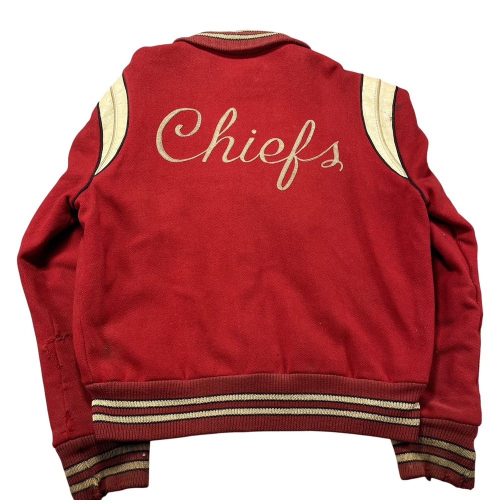 Vintage‎ Chiefs Jacket Mens 44 Red Varsity Roy Crump's Letterman Athletic Coat